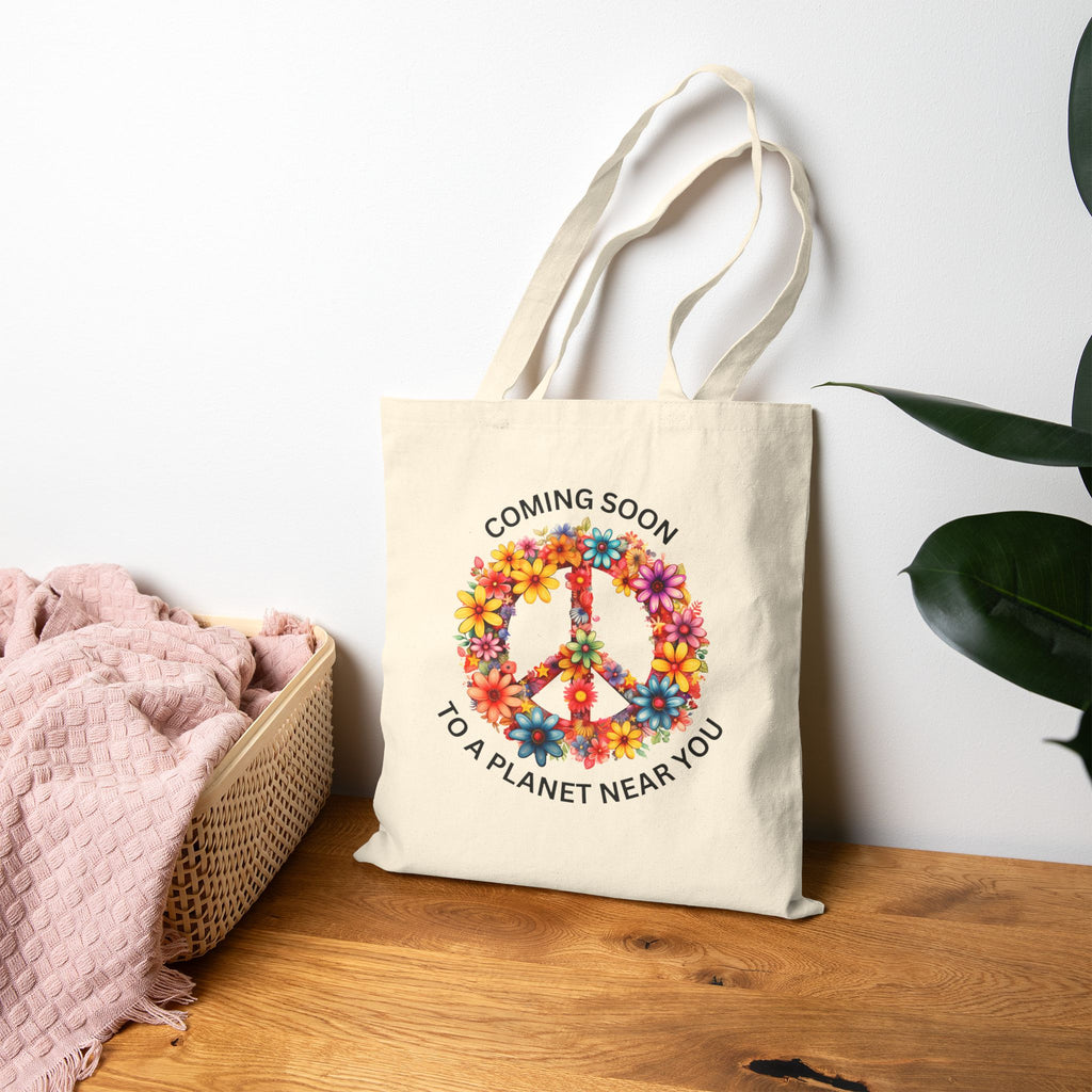Pease Coming Soon To A Planet Near You Cotton Canvas Tote Bag