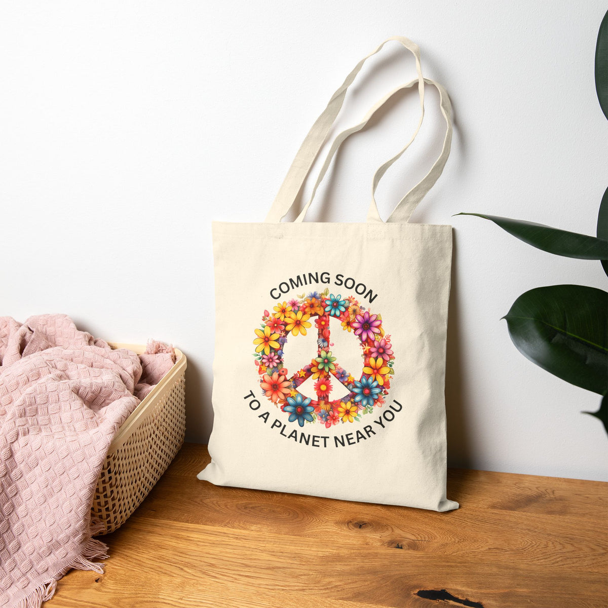 Pease Coming Soon To A Planet Near You Cotton Canvas Tote Bag